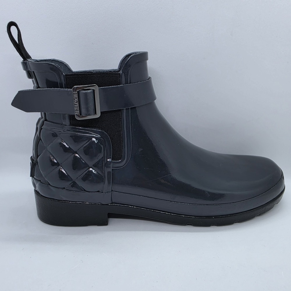 Hunter Original Refined Quilted Chelsea Boots Glossy Slate Gray Women's Size 7 - Picture 6 of 13